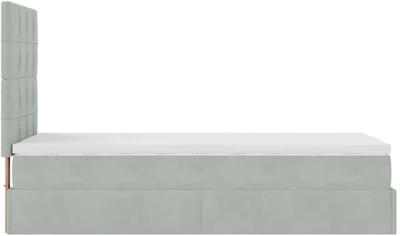 vidaXL Οθωμανικό κρεβάτι με στρώματα & LEDs Ανοιχτό γκρι Βελούδο