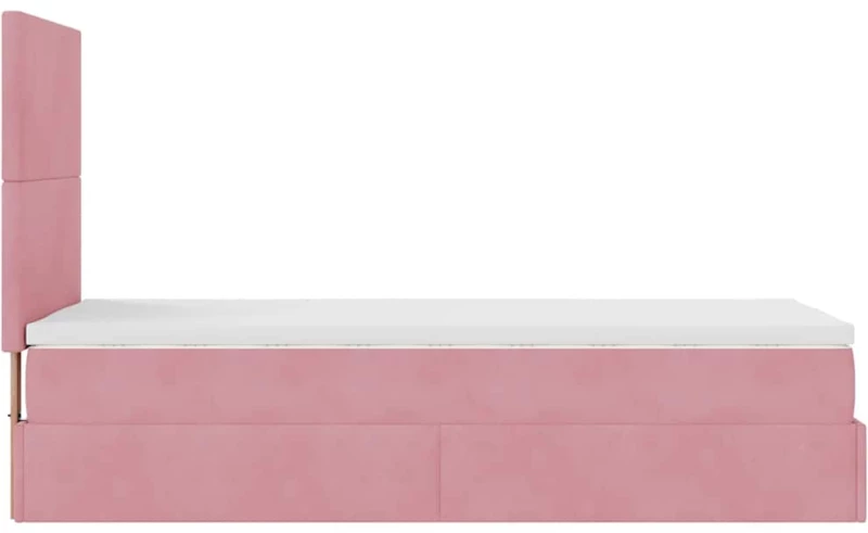 vidaXL Οθωμανικό κρεβάτι με στρώματα & LEDs Ροζ 90x200cm Velvet