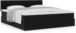 vidaXL Οθωμανικό κρεβάτι με στρώματα Μαύρο 180x200cm Velvet