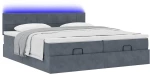 vidaXL Οθωμανικό κρεβάτι με στρώματα & LEDs Σκούρο γκρι Βελούδο