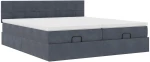vidaXL Οθωμανικό κρεβάτι με στρώματα & LEDs Σκούρο γκρι Βελούδο
