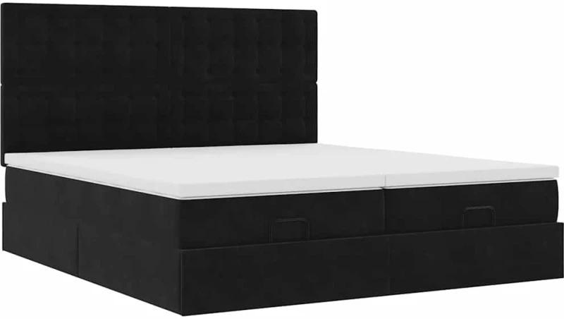 vidaXL Οθωμανικό κρεβάτι με στρώματα Μαύρο 180x200cm Velvet