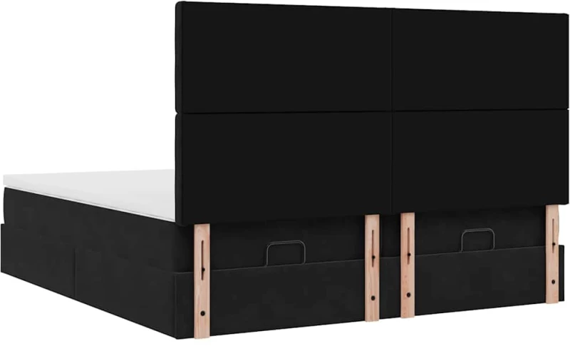 vidaXL Οθωμανικό κρεβάτι με στρώματα Μαύρο 180x200cm Velvet