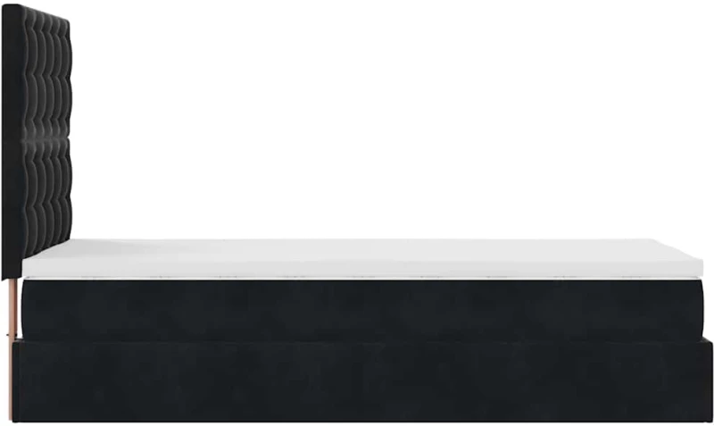 vidaXL Οθωμανικό κρεβάτι με στρώματα & LEDs Μαύρο 90x200cm Velvet