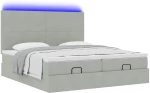 vidaXL Οθωμανικό κρεβάτι με στρώματα & LEDs Ανοιχτό γκρι Βελούδο