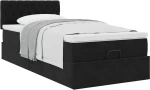 vidaXL Οθωμανικό κρεβάτι με στρώμα Μαύρο 90x200cm Velvet