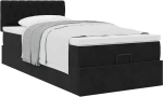 vidaXL Οθωμανικό κρεβάτι με στρώμα Μαύρο 90x200cm Velvet