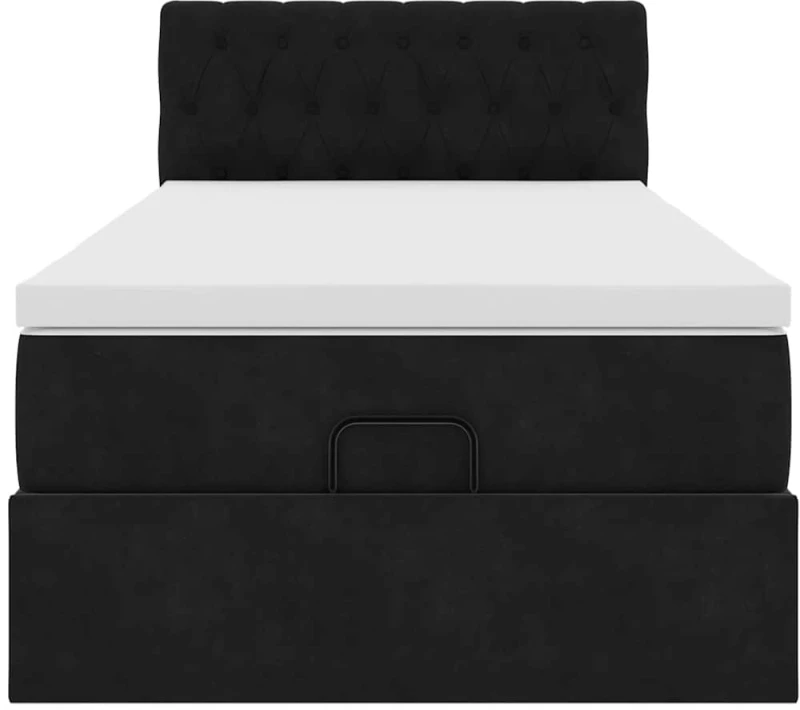 vidaXL Οθωμανικό κρεβάτι με στρώμα Μαύρο 90x200cm Velvet