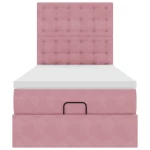 vidaXL Οθωμανικό κρεβάτι με στρώματα ροζ 90x200cm Velvet