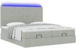 vidaXL Οθωμανικό κρεβάτι με στρώματα & LEDs Ανοιχτό γκρι Βελούδο