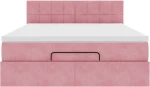 vidaXL Οθωμανικό κρεβάτι με στρώμα ροζ 140x200cm Βελούδο