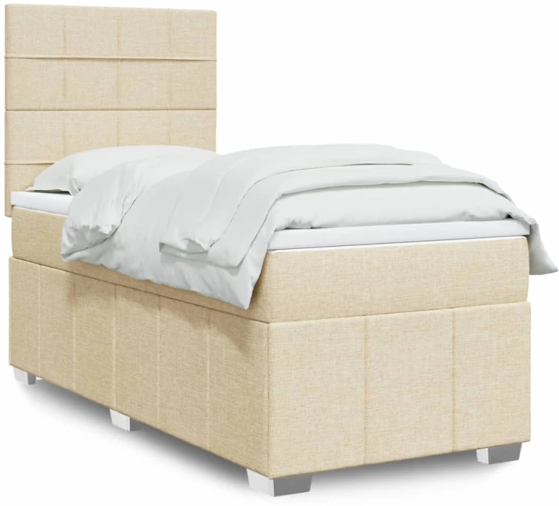 vidaXL Κρεβάτι Boxspring με Στρώμα Κρεμ 80 x 200 εκ. Υφασμάτινο