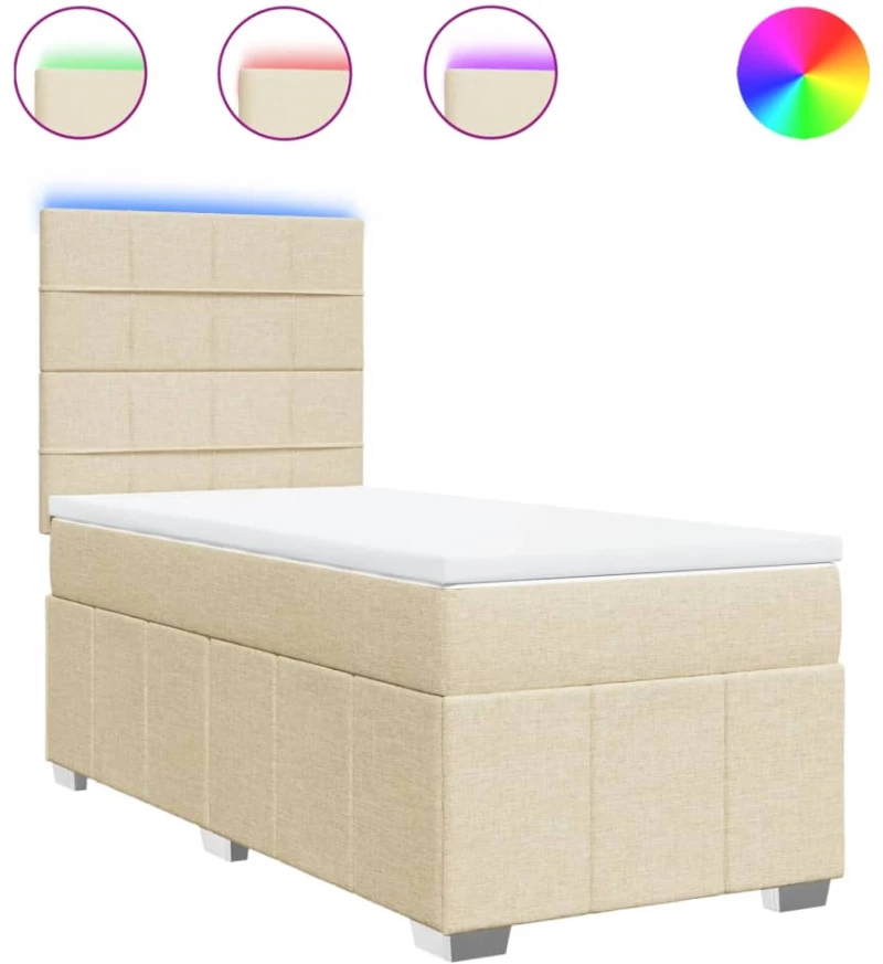 vidaXL Κρεβάτι Boxspring με Στρώμα Κρεμ 80 x 200 εκ. Υφασμάτινο