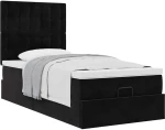 vidaXL Οθωμανικό κρεβάτι με στρώματα Μαύρο 80x200cm Velvet