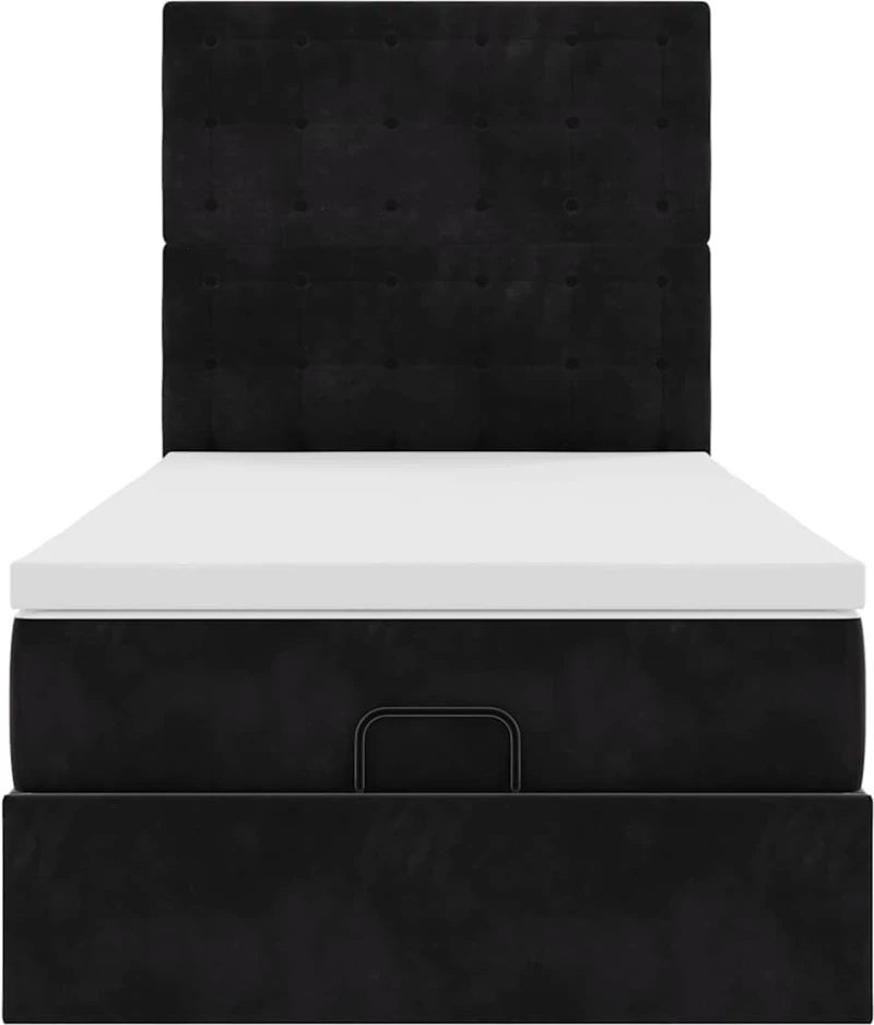 vidaXL Οθωμανικό κρεβάτι με στρώματα Μαύρο 80x200cm Velvet