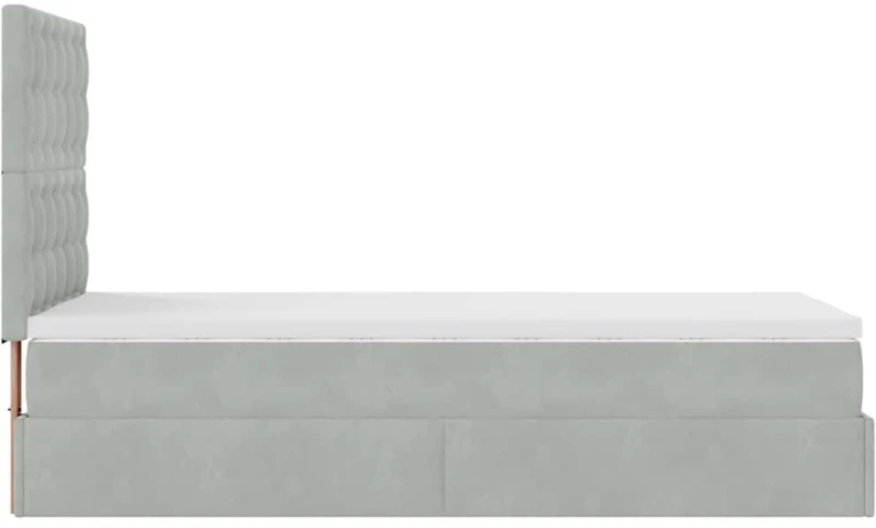 vidaXL Οθωμανικό κρεβάτι με στρώματα & LEDs Ανοιχτό γκρι Βελούδο