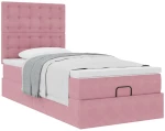 vidaXL Οθωμανικό κρεβάτι με στρώματα ροζ 80x200cm Velvet