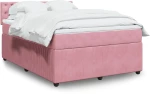 vidaXL Κρεβάτι Boxspring με Στρώμα Ροζ 160x200 εκ. Βελούδινο