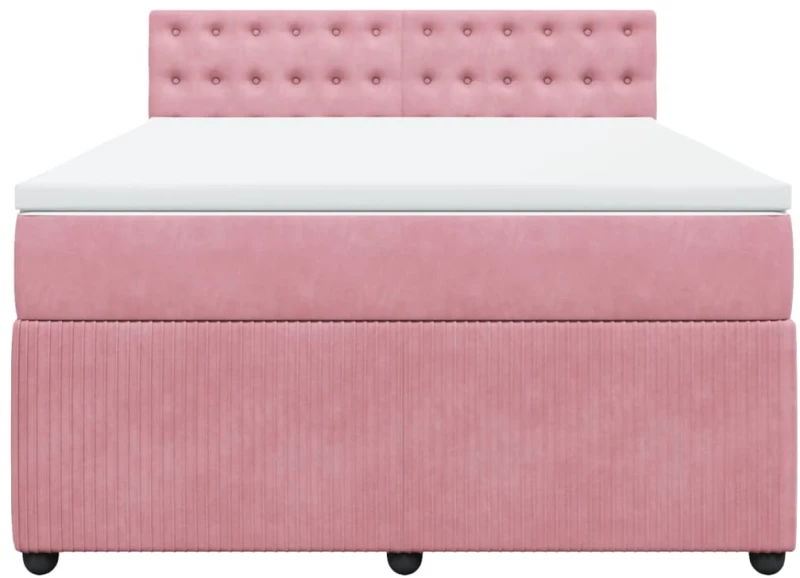 vidaXL Κρεβάτι Boxspring με Στρώμα Ροζ 160x200 εκ. Βελούδινο