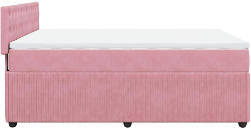 vidaXL Κρεβάτι Boxspring με Στρώμα Ροζ 160x200 εκ. Βελούδινο