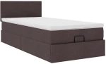 vidaXL Οθωμανικό κρεβάτι με στρώμα σκούρο καφέ 90x190cm ύφασμα