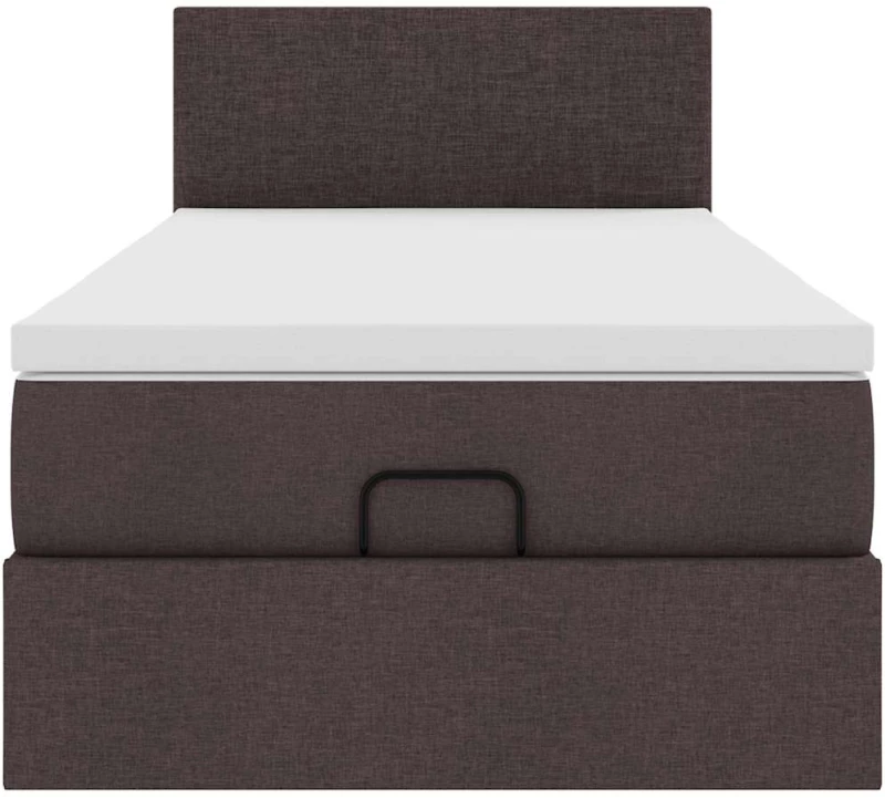 vidaXL Οθωμανικό κρεβάτι με στρώμα σκούρο καφέ 90x190cm ύφασμα