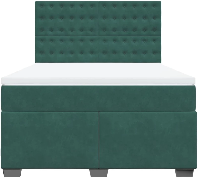 vidaXL Κρεβάτι Boxspring με Στρώμα Σκούρο Πράσινο 160x200εκ. Βελούδινο