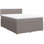 vidaXL Κρεβάτι Boxspring με Στρώμα Taupe 160x200 εκ. Υφασμάτινο