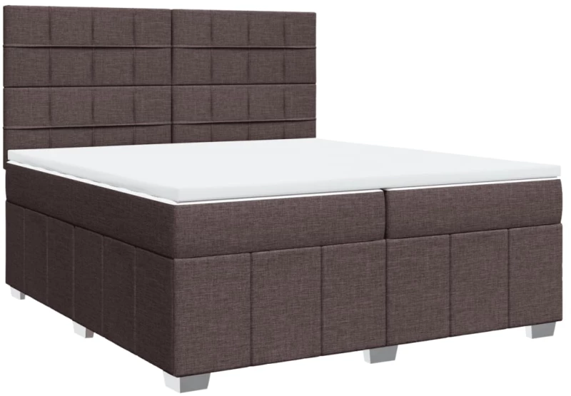 vidaXL Κρεβάτι Boxspring με Στρώμα Σκούρο Καφέ 200x200 εκ. Υφασμάτινο