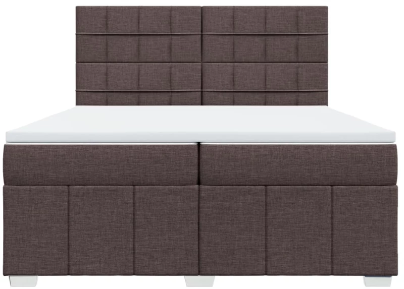 vidaXL Κρεβάτι Boxspring με Στρώμα Σκούρο Καφέ 200x200 εκ. Υφασμάτινο