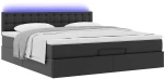 vidaXL Οθωμανικό κρεβάτι με στρώματα & LEDs Μαύρο Faux Leather