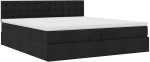 vidaXL Οθωμανικό κρεβάτι με στρώματα & LEDs Μαύρο 200x200cm ύφασμα