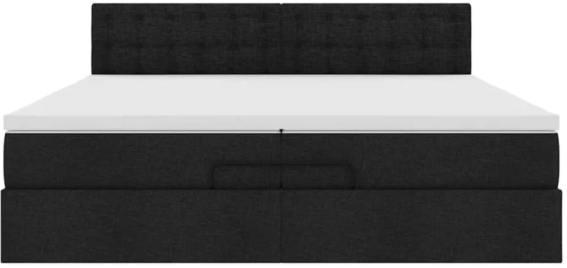 vidaXL Οθωμανικό κρεβάτι με στρώματα & LEDs Μαύρο 200x200cm ύφασμα
