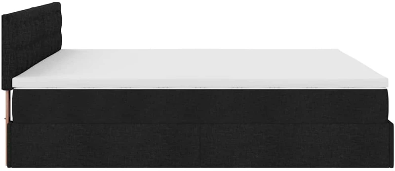 vidaXL Οθωμανικό κρεβάτι με στρώματα & LEDs Μαύρο 200x200cm ύφασμα