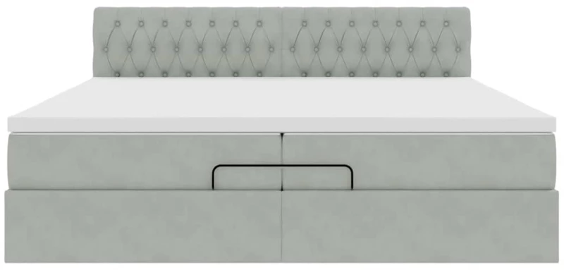 vidaXL Οθωμανικό κρεβάτι με στρώματα & LEDs Ανοιχτό γκρι Βελούδο