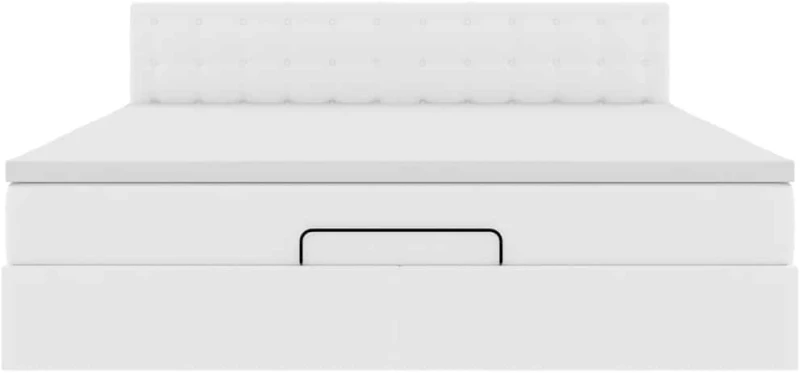 vidaXL Οθωμανικό κρεβάτι με στρώματα & LEDs Καθαρό λευκό Faux Leather