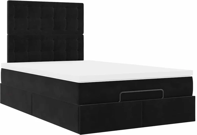 vidaXL Οθωμανικό κρεβάτι με στρώματα Μαύρο 120x200cm Velvet