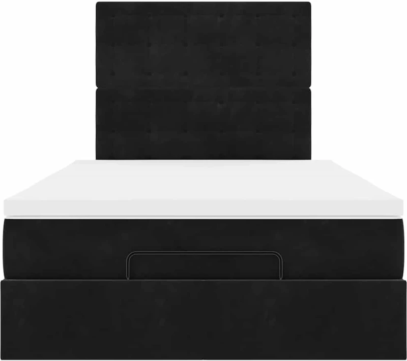 vidaXL Οθωμανικό κρεβάτι με στρώματα Μαύρο 120x200cm Velvet