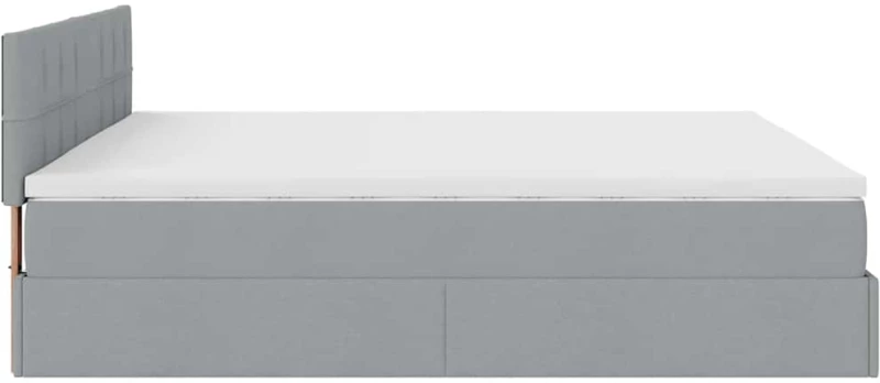 vidaXL Οθωμανικό κρεβάτι με στρώματα & LEDs Ανοιχτό γκρι ύφασμα
