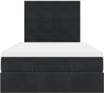 vidaXL Οθωμανικό κρεβάτι με στρώματα Μαύρο 120x200cm Velvet