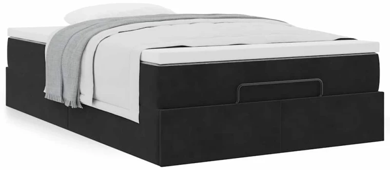 vidaXL Οθωμανικό κρεβάτι με στρώμα Μαύρο 120x200cm Velvet
