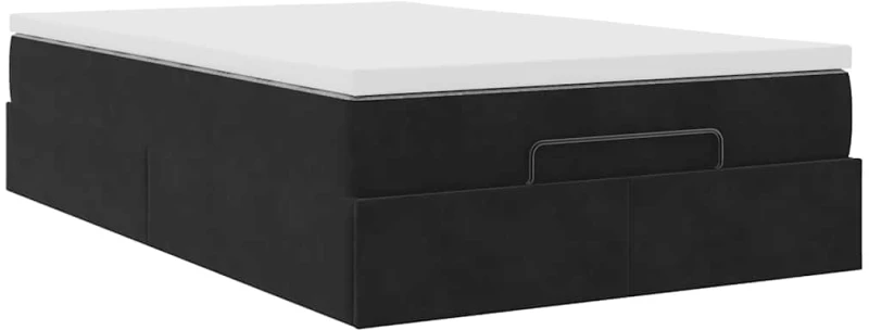 vidaXL Οθωμανικό κρεβάτι με στρώμα Μαύρο 120x200cm Velvet
