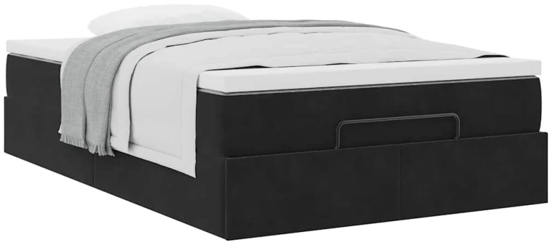 vidaXL Οθωμανικό κρεβάτι με στρώμα Μαύρο 120x200cm Velvet