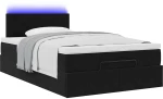 vidaXL Οθωμανικό κρεβάτι με στρώμα & LEDs Μαύρο 120x200cm Velvet