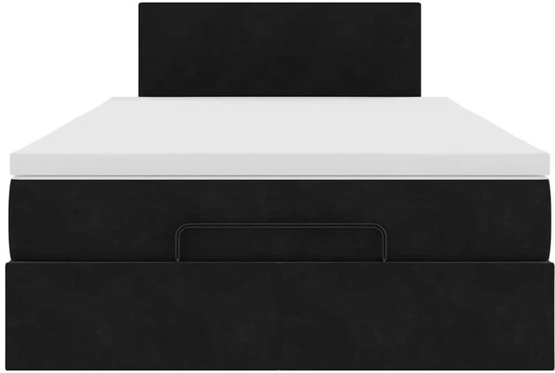 vidaXL Οθωμανικό κρεβάτι με στρώμα & LEDs Μαύρο 120x200cm Velvet