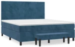 vidaXL Κρεβάτι Boxspring με Στρώμα Σκούρο Μπλε 160x200 εκ. Βελούδινο