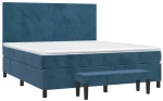 vidaXL Κρεβάτι Boxspring με Στρώμα Σκούρο Μπλε 160x200 εκ. Βελούδινο