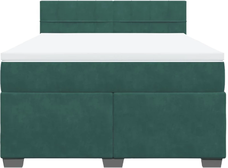 vidaXL Κρεβάτι Boxspring με Στρώμα Σκούρο Πράσινο 140x190εκ. Βελούδινο