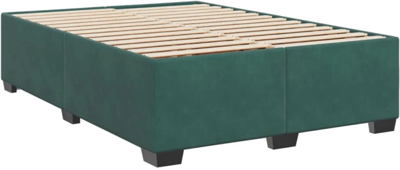 vidaXL Κρεβάτι Boxspring με Στρώμα Σκούρο Πράσινο 140x190εκ. Βελούδινο
