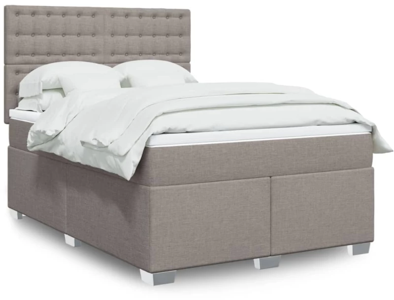 vidaXL Κρεβάτι Boxspring με Στρώμα Taupe 140x190 εκ. Υφασμάτινο